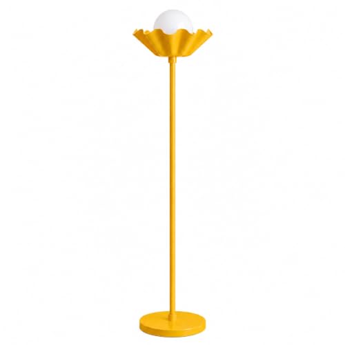 Image of Metal Shade Wooden Tripod Floor Lamp for Living Room, Living Room Corner, Bedroom, Home, Office, Interiors, Decor, Cinema. (Yellow with Ball)