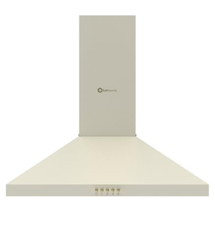 SOLTHERMIC H60P-CREAM CAMPANA EXTRACTORA DECORATIVA ESTILO RUSTICO CREMA CON RIBETES DORADOS / 60 CMS / 350 m3/h/FILTROS METALICOS