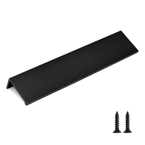 Image of Rergy 10 Pack 7-1 /2 inch Cabinet Pulls Black Finger Pulls for Cabinets