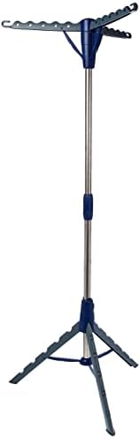 Household Essentials 5009-1 Collapsible Portable Indoor Tripod Clothes Drying Rack for Hanging Laundry | Silver and Blue Medium
