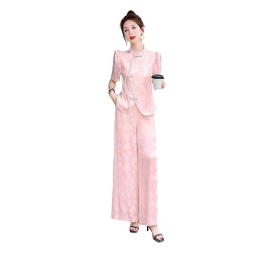 Conjunto de dos piezas para mujer con estampado floral y pantalón palazzo