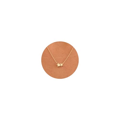 GUOKE Gold Star Necklace for Women &ndash; 14K Gold Plated Double Star Pendant, Dainty Necklace...