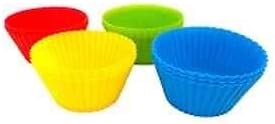 12 Non-Stick Silicone Cup Cake Case/Base Microwave Oven Freezer Dish Safe Multi