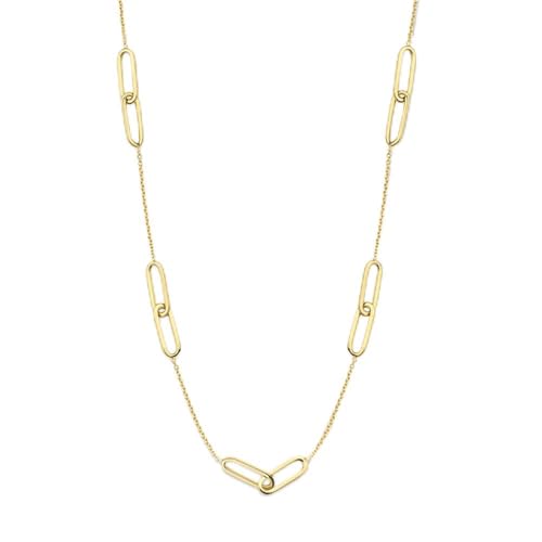 Collier long géométrique rectangulaire en argent pour femme bijou tendance