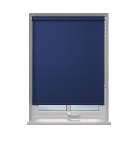 Roller blinds Thermal Blackout Roller blind - Trimmable UV Protection Child Safe Home Office Window Blinds Easy Fit Room Darkening shades Navy Blind 210cm wide x 210cm drop