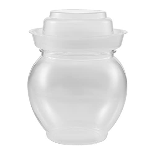 Hemoton Plastic Pickle Jar Large Traditional Chinese Plastic Pot with Water Seal Airlock Lid for Wine Brewing Pickling Kimchi Sauerkraut Vegetables Kombuch Paocai