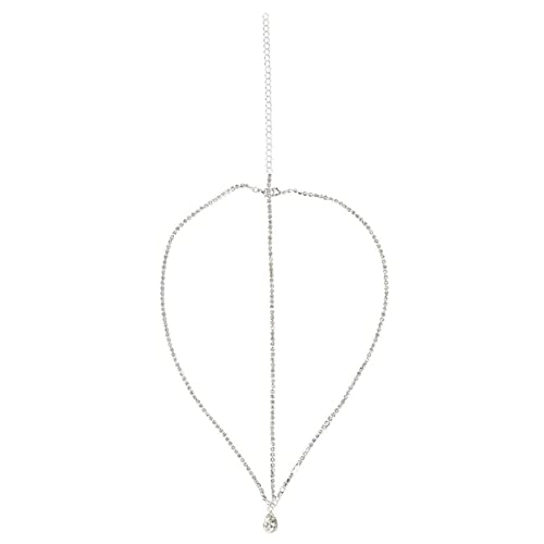 Silver Rhinestone Head Chain, Pendant Headpiece for Wedding, Bachelorette Party, Bridal Shower