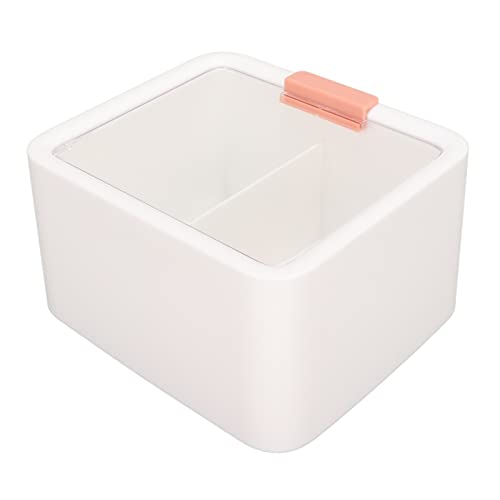 Porta Dischetti di Cotone Contenitore Leggero Antipolvere, Coperchio Trasparente a 2 Griglie, Organizer per Trucchi per Bastoncini di Cotone, Rossetti, Scrivania Pulita e