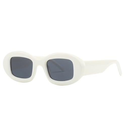 Lunettes de soleil ovales LVTFCO retro UV400 tendance y2k femme et homme blanc gris