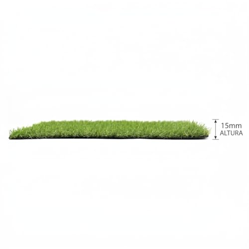 Miniatura 2 de Bonerva Césped Artificial Esencial 15mm Varias Medidas Rollo De Césped Artificial Económico Para Terrazas, Jardines Y Patios Fácil Instalación 2x10 Metros