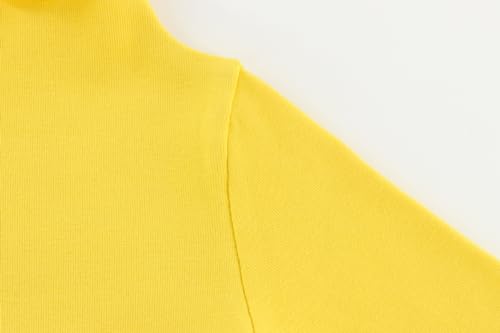 Image of Girls Lettuce Edge Trim Mock Neck Long Sleeve Slim Fit T-Shirt Tops Lightweight Knit Tee