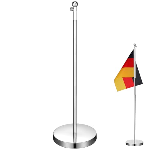 Garneck Tischflaggenständer Mit Teleskopierbarem Fahnenmast - 60 cm Höhe - Stabiler Metallbasis Ideal Für Büro Und Heim Elegantes Design Für Wimpel Und Mini Flaggen