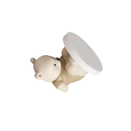 Image of QIXCXAZ Innovative Bear Statue Side Table Space Saving Bedroom Living Room Smart Decorative With Aesthetic Modern Resin Sculpture End Table Bedside Tables