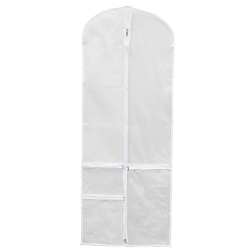 PATIKIL Garment Bags for Dance Costumes, 40x20 Inch Hanging Garment Bag with 4 Pockets Name Tag for Dancing Skating, Clear