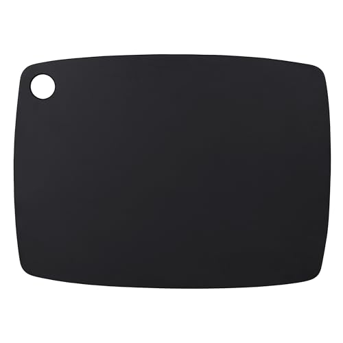 Schneidebrett aus Holzfaser, Spülmaschinenfest Küchenbrett, Ungiftig, Hochdicht, Nicht Porös, BPA-frei, umweltfreundlich, messerfreundlich, für Fleisch, Brot und Obst, 30 x 23 cm, Schwarz