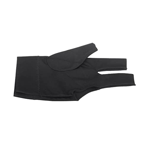 BESSTUUP 2X Black Spandex Snooker Cue Glove, Left Hand Three Finger Pool Glove with Open Fingertip, Free Size