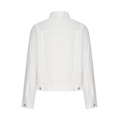 Women Denim Jacket Coats Long Sleeves Pocket Fashion Cardigan Solid Color Open Front Outerwear Jackets Comfy3