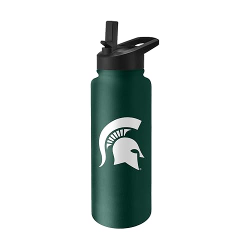 Image of Logo Brands NCAA Michigan State Spartans 34oz Logo Quencher Bottle - Double-Wall Insulated, Stainless Steel, No-Spill Lid, Easy Carry Handle