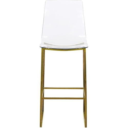 Meridian Furniture Taburete de Mostrador Acrílico Contemporáneo Moderno Colección Lumen con Base de Acero Inoxidable, 16.5" Ancho x 20" Profundidad x 42" Altura, Dorado miniatura 5