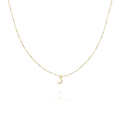 LLXYWJ Diamant-Mond-Erbsen-Halskette für Damen, Schmuckkette, Halsband