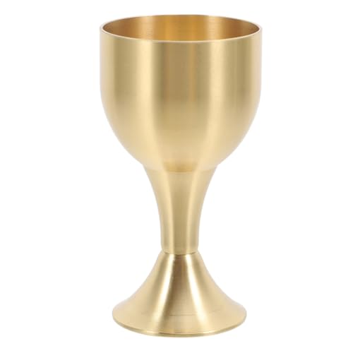 Lurrose Bicchiere in lega di rame per offerte buddhiste Coppa resistente da tavolo Bicchiere antico per uso ritualistico e decorativo Tazza sacra vintage per casa e tempio