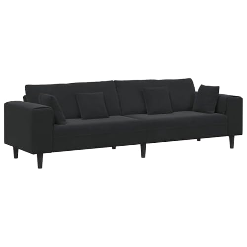 vidaXL Canapé avec Coussin Noir 250 x 77 x 76 cm Velours, Canapé Moderne Cadre en contreplaqué, Coussins en Mousse, Assise stylée pour Un Salon Chic