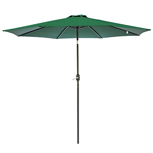 Green Bay 3m Round Parasol 8 Metal Ribs Construction Garden Furniture Parasol Outdoor Umbrella With Winding Crank & Tilt Function (Green)