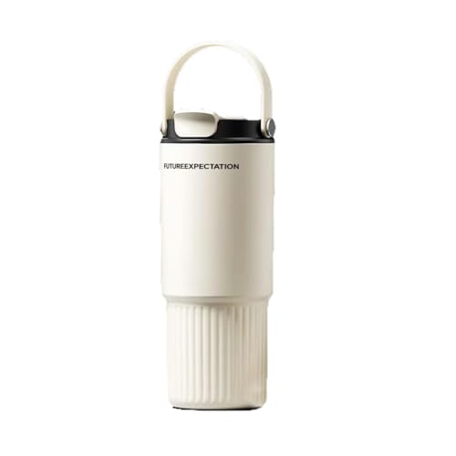 Midrodlle Insulated Tumbler 750ml/25oz Leak-ProofDouble-Walled Insulation for Hot & Cold Dual Spout (Straight/Straw) Soft U-Shaped Handle Dust-Proof Car-Friendly Multi-Color-(White)