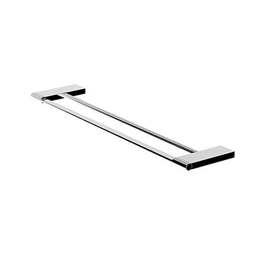 Juegos de accesorios de baño cromados con toallero doble y portaescobillas moderno 2