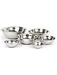 Winco Set of 6 Mixing Bowls, 0.75, 1.5, 3, 4, 5, and 8 Quart. Stainless Steel with Mirror Finish. (Set of 6)