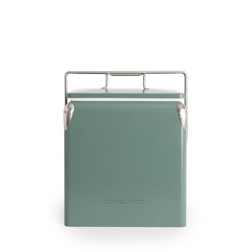 CREATE/Cooler Retro/Nevera portátil 13L térmica Verde Sage/con abridor de Botellas, Aislamiento eficiente, Peso máximo 15Kg, ligéra y fácil de Transportar