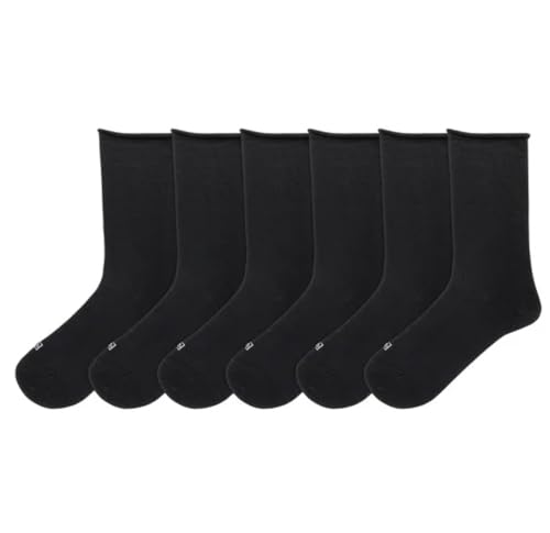 K. Bell Women's Modal Roll Top Socks, 6 Pairs, Black, Fits Shoe Sizes 5.5-102