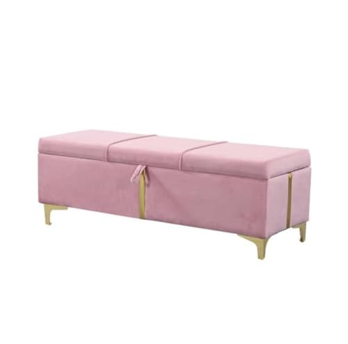Image of LEGACY OF COMFORT Varvara Upholstered Ottoman Storage Bench for Living Room Velvet Chest for Sofa Couch Bedroom Entryway Ottoman (Pink)