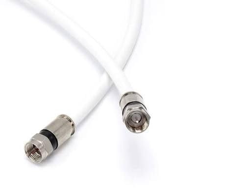 PPC Perfect Flex RG6 Coaxial Cable 20ft – Tri-Shield 77% Braid, 75 Ohm, White, with Pre-Installed F-Type Connectors – High Performance for TV, Internet, and Satellite
