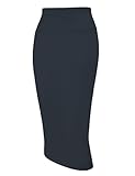 Tapata Women's Office Work Pencil Skirt Stretch High Waist Below Knee Bodycon for Business Casual, Dark Grey, L