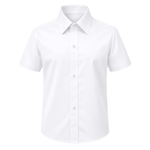 Image of Lilax Boys Classic Short Sleeve Button Down Casual Solid Dress Shirt