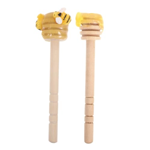 GRIRIW 2 Pack Mini Honey Dippers Wooden Honey Stirrer Sticks for Jam Syrup Coffee Wedding Party Favors