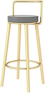 INDIAN DECOR 45987 Designer Kitchen Bar Height Stools Chairs Black/Gold Metal Legs Upholstered Faux Leather Dining High Barstools 150kg Bear Capacity