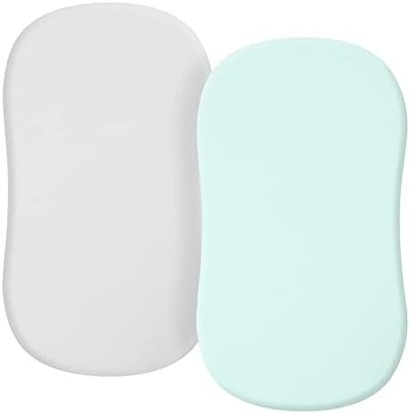 TILLYOU Ultra Soft Bassinet Fitted Sheets for Baby Boy Girl, Universal Fit for Cradle Oval Rectangle Hourglass Mattress, 2 Pack Gray and Green