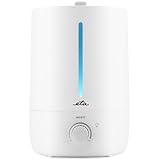 ETA Humidificador ultrasónico Moisty, 25 W, tecnología ultrasónica para atomización, cantidad de vapor de agua continuamente ajustable, capacidad de humidificación máx. 300 ml/h. Adecuado para habitaciones de hasta 40 m². Contenedor extraíble con un volumen de 5 l. Cómodo llenado del contenedor desde arriba