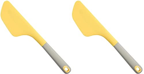 Image of Baskety Silicone Spatula Multipurpose Kitchen Baking Tool for Cake, Cream, Butter & Mixing Silicone Utensil (Yellow, Pack of 2)