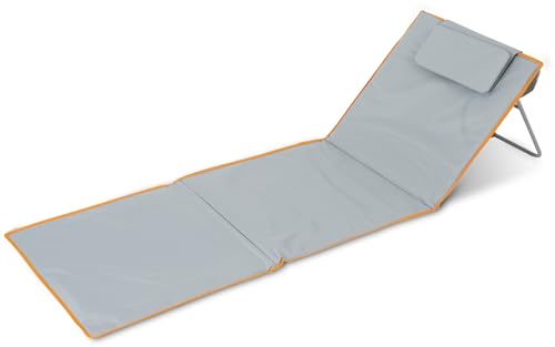 Stagecaptain Tapis de Plage “Layla” - Tapis rembourré avec Coussin, Dossier réglable, Sac zippé, Chaise Longue légère et Pliable avec Sangle de...