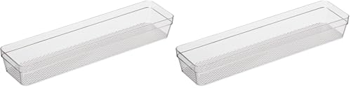Image of Oggi Clear Drawer Organizer | 3 inch X 12 inch | Pack of 2 | For Kitchen Drawers