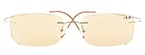 CessBlu Rimless UV Blue Light Filter Glasses Titanium Computer Eyeglasses Men Reading(Gold) +2.5