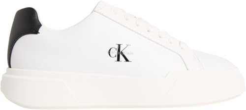 Calvin Klein Damen Cupsole Sneaker Chunky Laceup aus Leder, Weiß (White/Black/White), 40