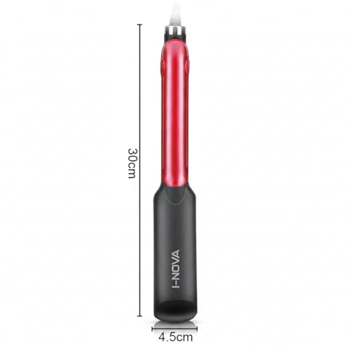 Image of I-NOVA Professional Hair Crimper, Black and Red, Ceramic Plates, Electric Styling Tool for Curly Wavy Hair