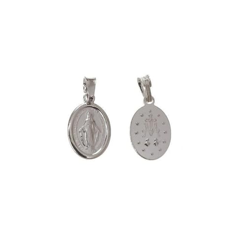 Minoplata Medalla mini Virgen Milagrosa de Plata de ley 925 11mmx9mm