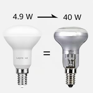 Lepro E14 LED Lampe 2700K Warmweiss, R50 4.9W 470 Lumen, 5 Stück – Ansicht 4