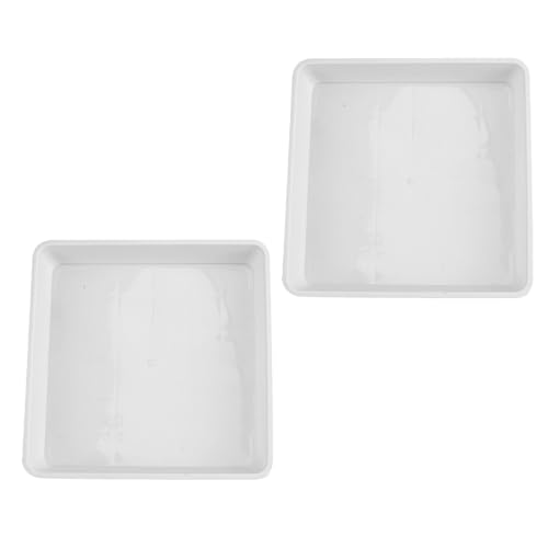 GOOHOCHY Assiettes Carrées en Plastique Blanc 40 CM Lot de 2 pour Soucoupes de Pots de Fleurs, Protection Fuites, Adaptées aux Plantes d'Intérieur et...