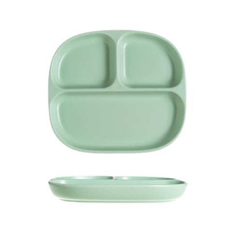Hoshisea Piatti da pranzo Ceramica, Piatti Divisi In Ceramica, Piatto da Snack Quadrato con Scomparti, Per Pasti Divisi, Feste, Snack, Insalate, Dessert（Verde）